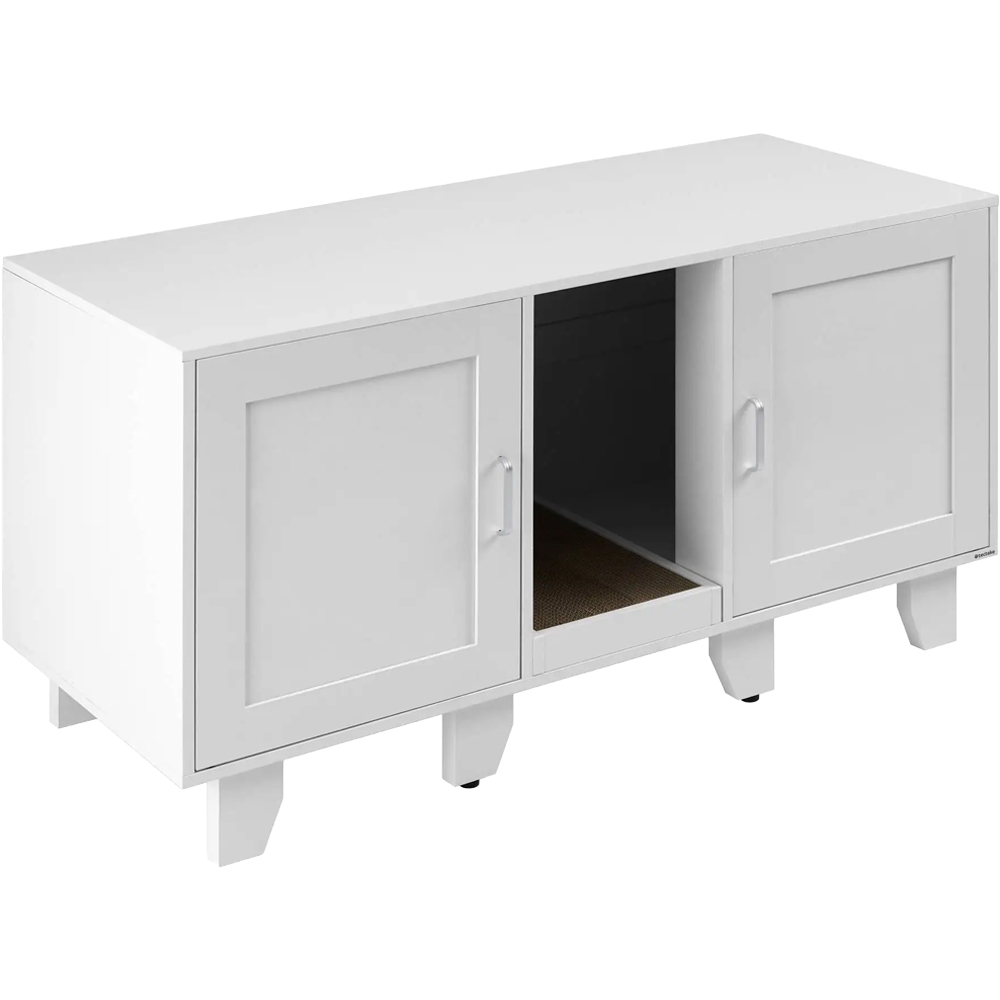 tectake Freya 2 Drawer Single Shelf Cat Cabinet with Scratching Mat Image 1