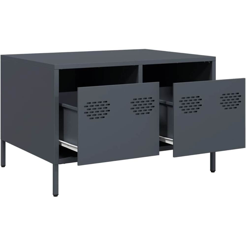 vidaXL 2 Drawer Anthracite Steel Broad TV Cabinet Image 3