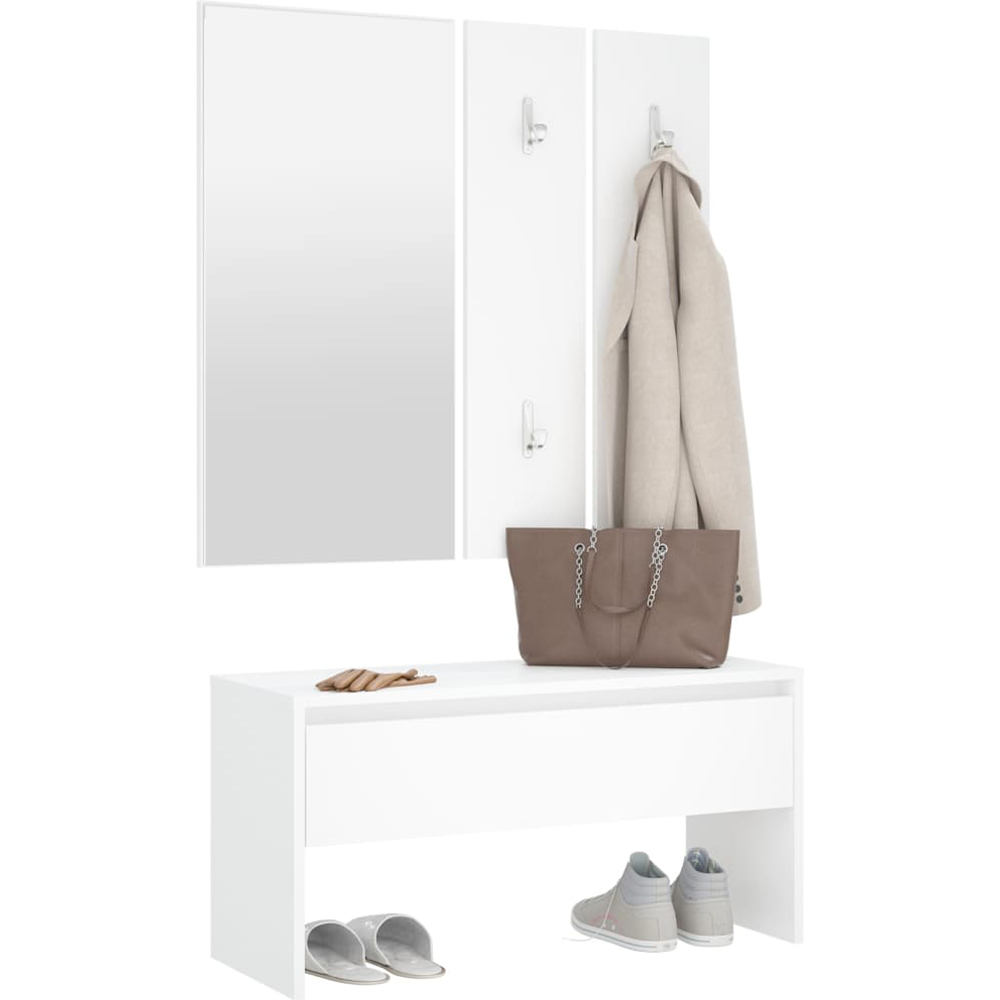 vidaXL White 3 Piece Hallway Furniture Set Image 4