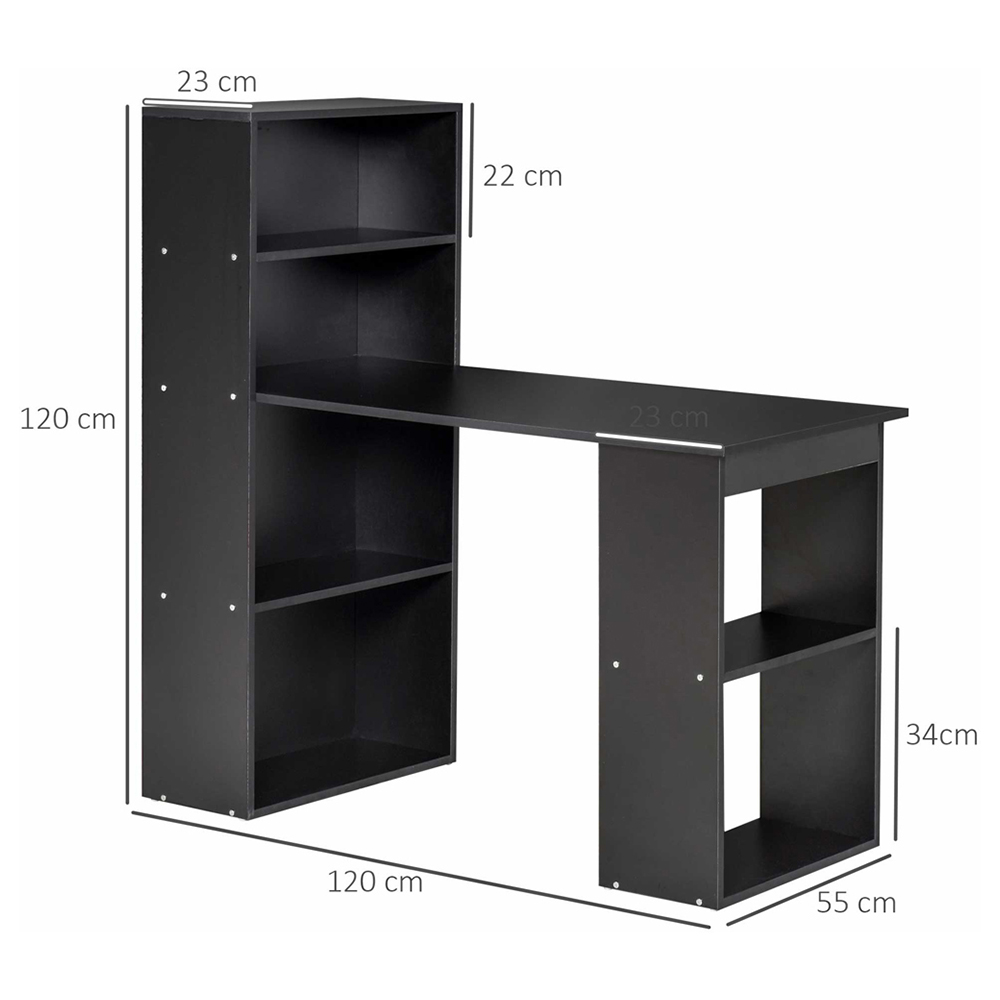Portland Modern Compact 6-Tier Desk Black Image 6