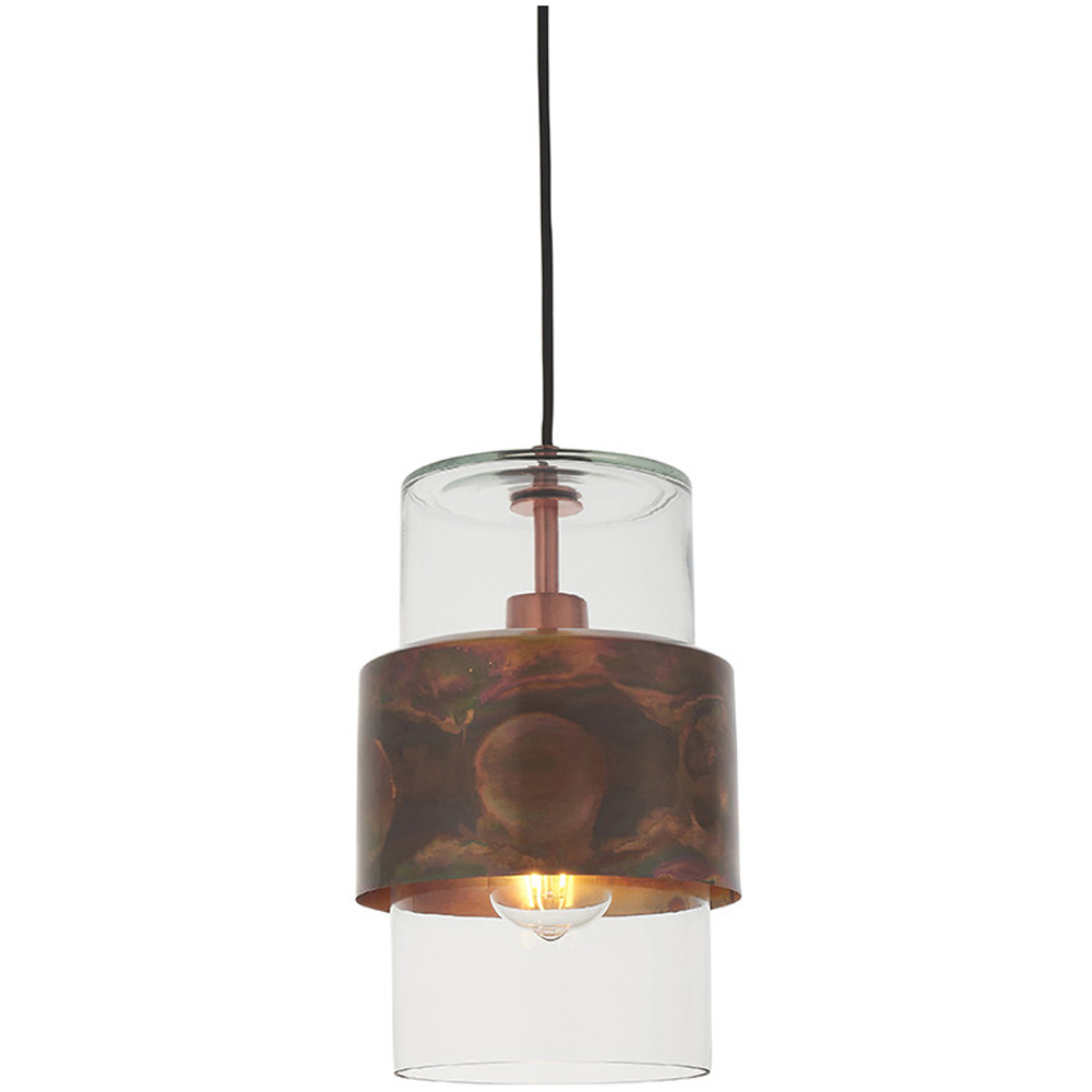 Merano Palermo Copper Patina and Clear Glass Pendant Ceiling Light Image 3