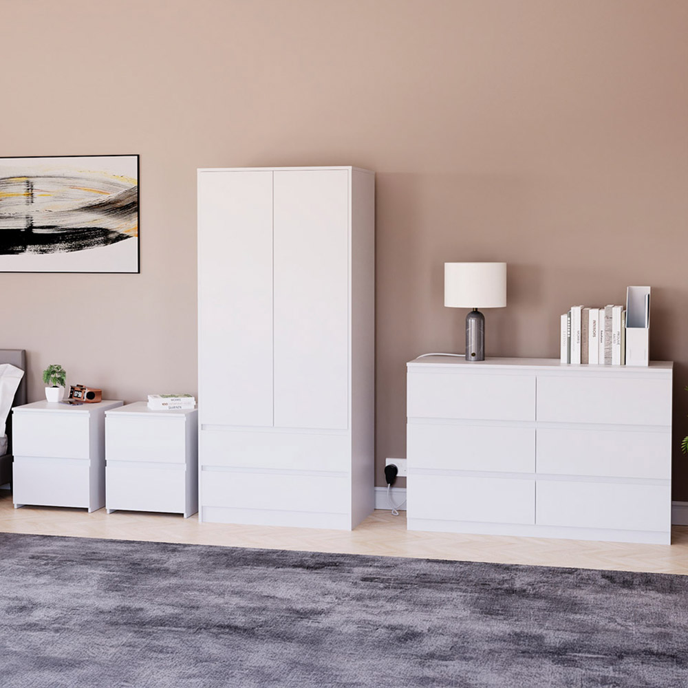Denver White 4 Piece Bedroom Furniture Set Image 1