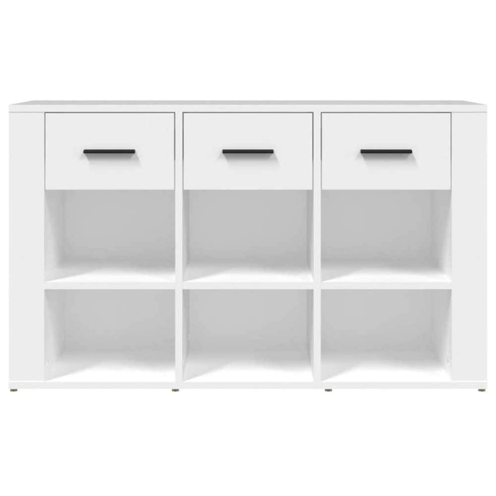 vidaXL 3 Drawer 6 Shelf White Wide Sideboard Image 6
