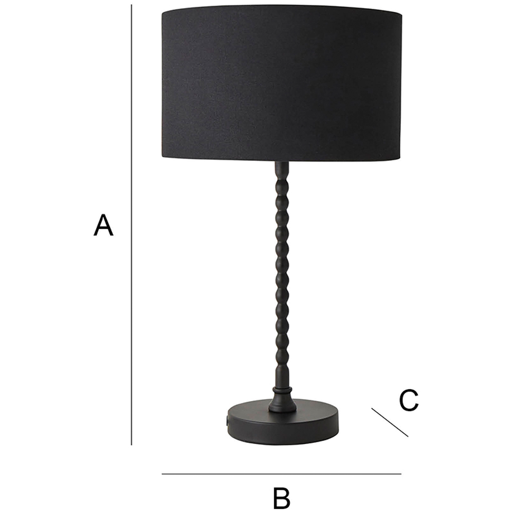 ValueLights Maeve Black Fabric Drum Shade Bobbin Bobble Table Lamp and Bulb Image 7