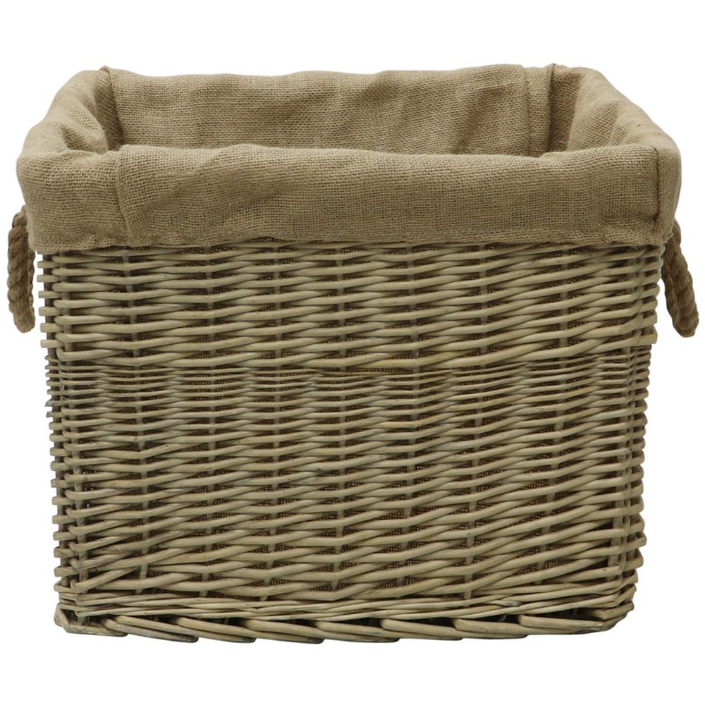JVL Willow Antique Wash Log Basket with Rope Handles 38 x 50 x 42cm Image 3