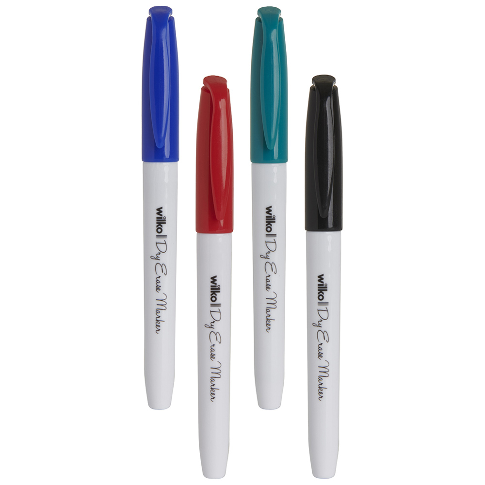 Wilko Dry Wipe Pens Mixed Colours 4 pack Image 1
