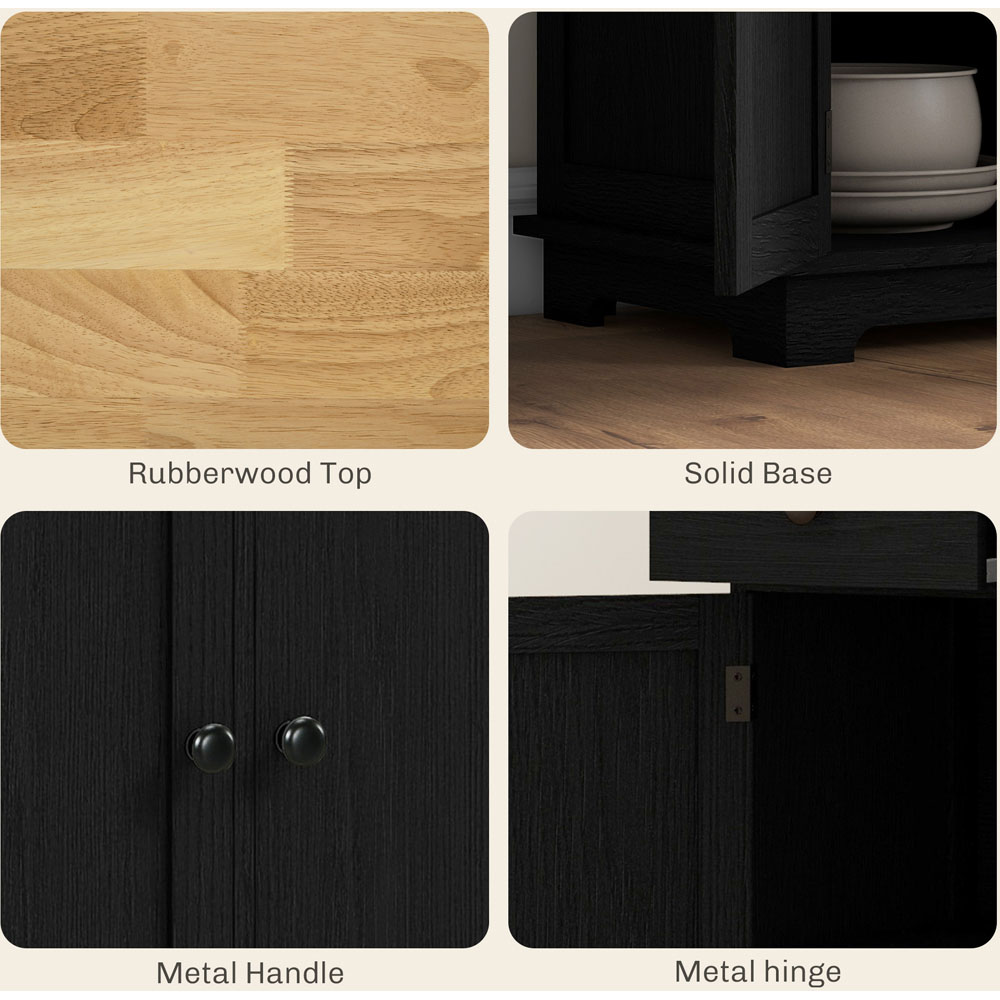 HOMCOM 3 Door 3 Drawer Black Sideboard Storage Cabinet Image 6