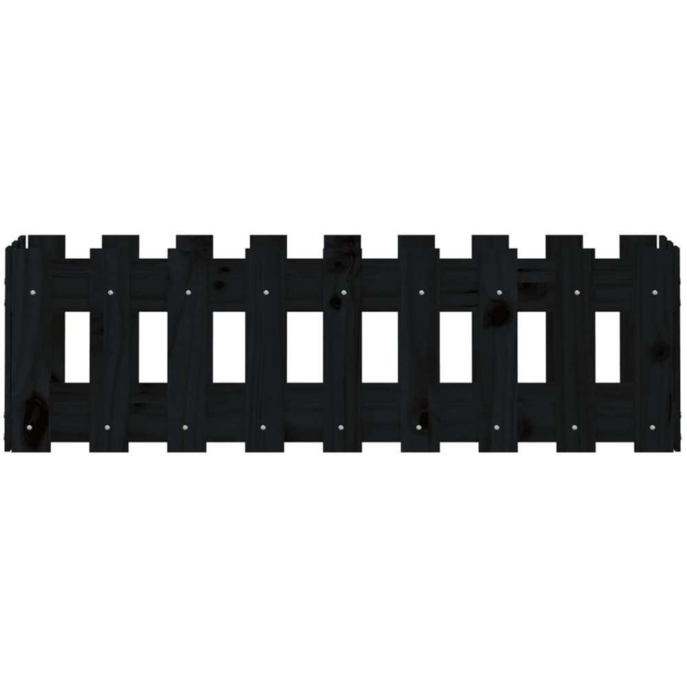 vidaXL Black Solid Pine Wood Fence Design Raised Garden Bed 100 x 30 x 30cm Image 2