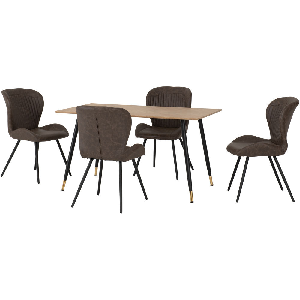 Seconique Hamilton Quebec Oak Effect PU 4 Seater Dining Table Set Brown Image 2