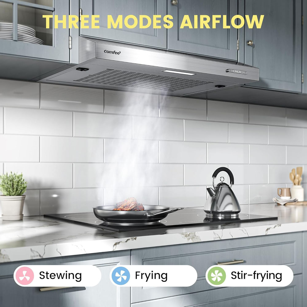 Comfee AJ0410 White 60cm 3 Speed Stainless Steel Cooker Hood with LED Image 6