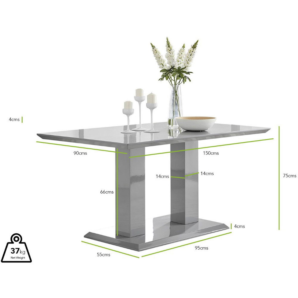Furniturebox Molini Fontana 6 Seater Dining Set Grey Gloss Elephant Grey and Chrome Image 9