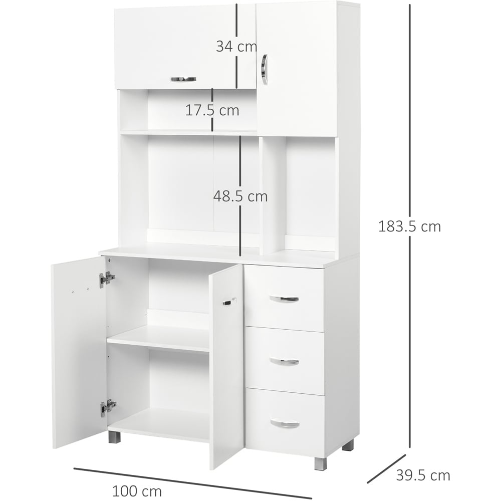 Portland 4 door 3 Drawer White Kitchen Storage Cabinet Image 7