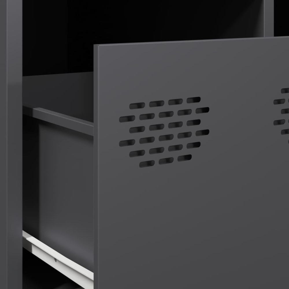 vidaXL 2 Drawer Anthracite Steel Broad TV Cabinet Image 8