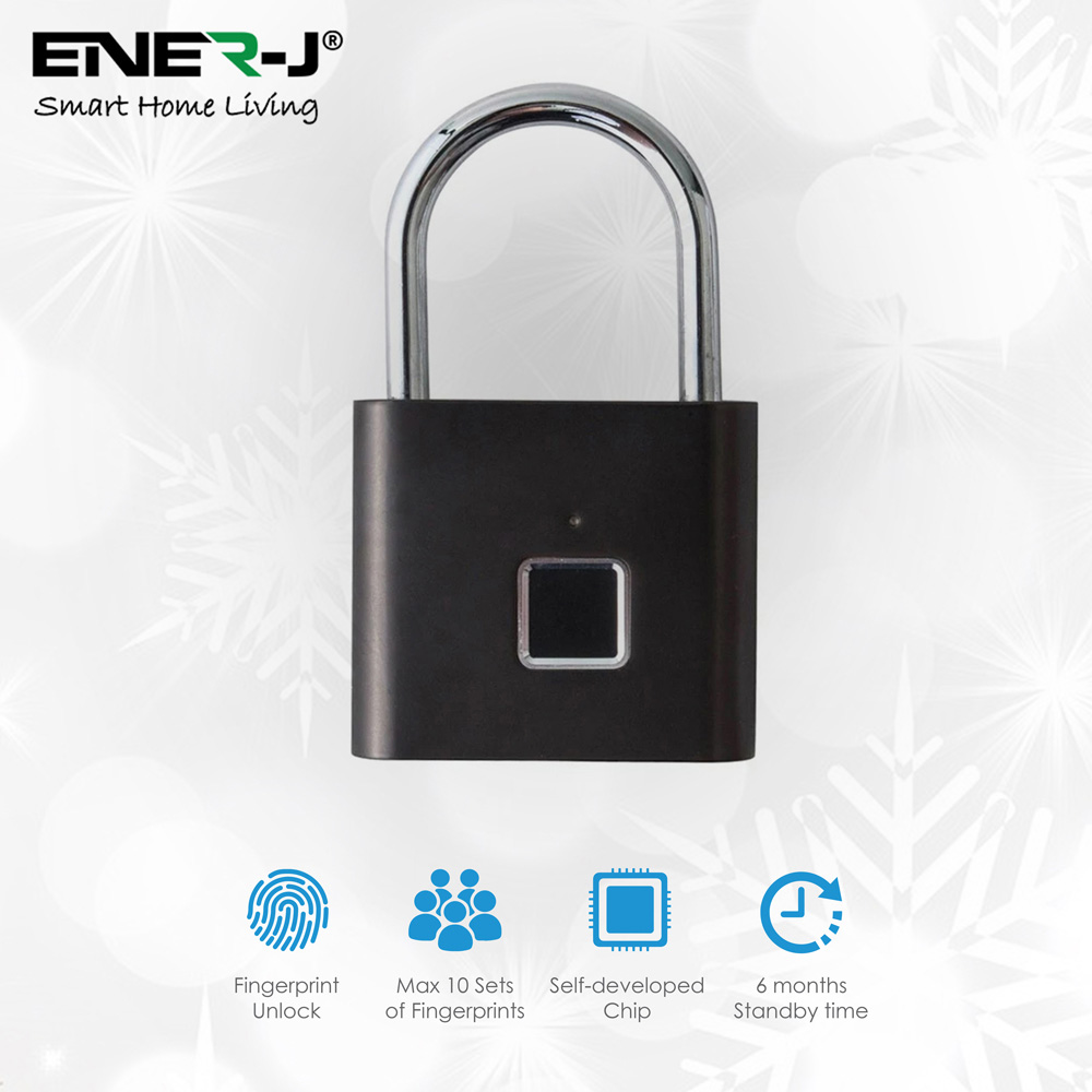 Ener-J ZD-GL01 Black Fingerprint Padlock with USB Image 5