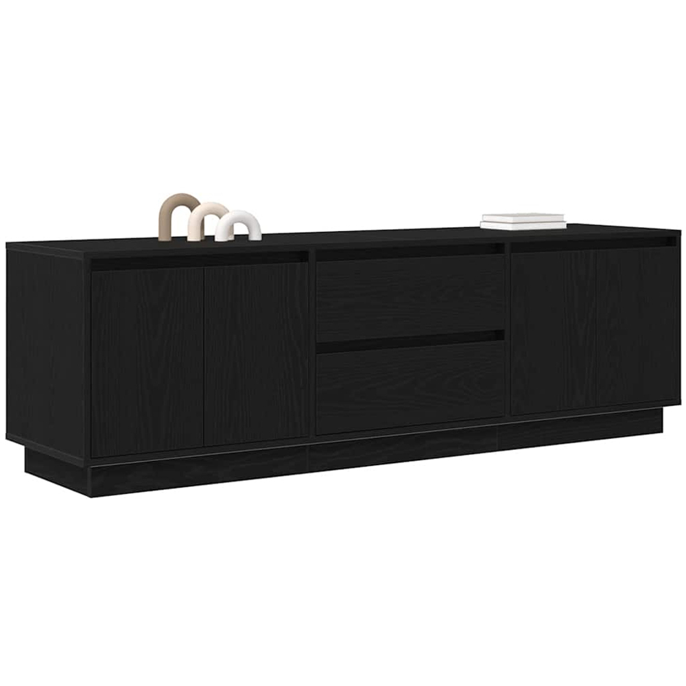 vidaXL 4 Door 2 Drawer Black TV Cabinet with LED Lights Image 5