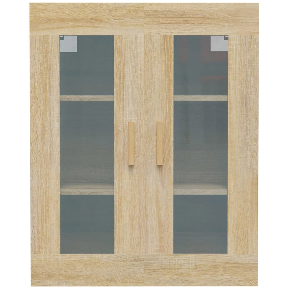 vidaXL 2 Glass Door Sonoma Oak Hanging Wall Cabinet Image 3
