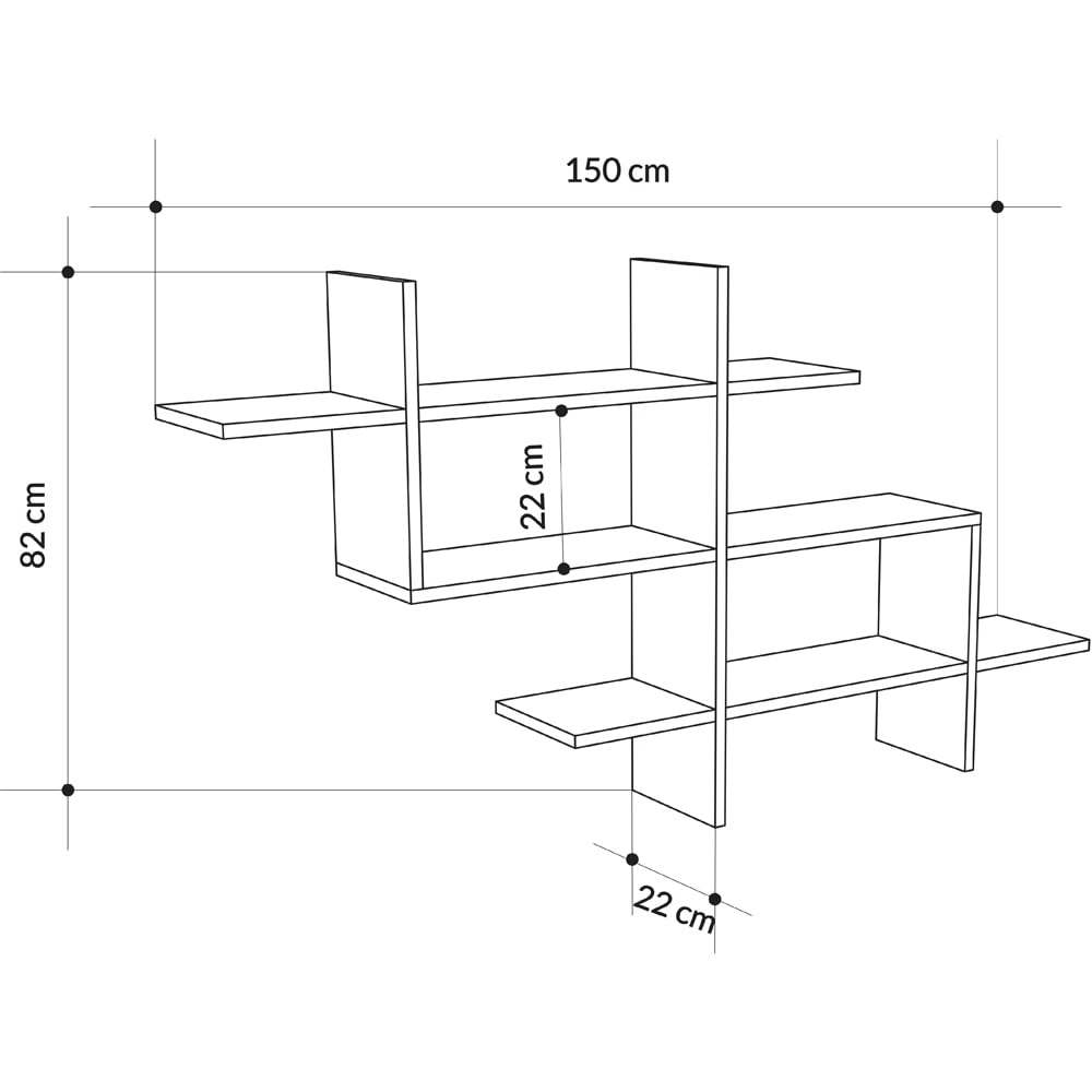Decortie Halic 3 Shelf Anthracite Wall Mounted Bookcase Image 4