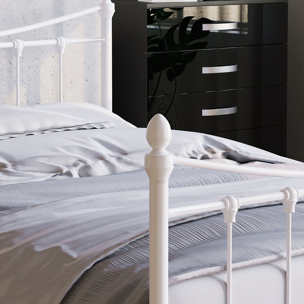 Vida Designs Paris King Size White Metal Bed Frame Image 4