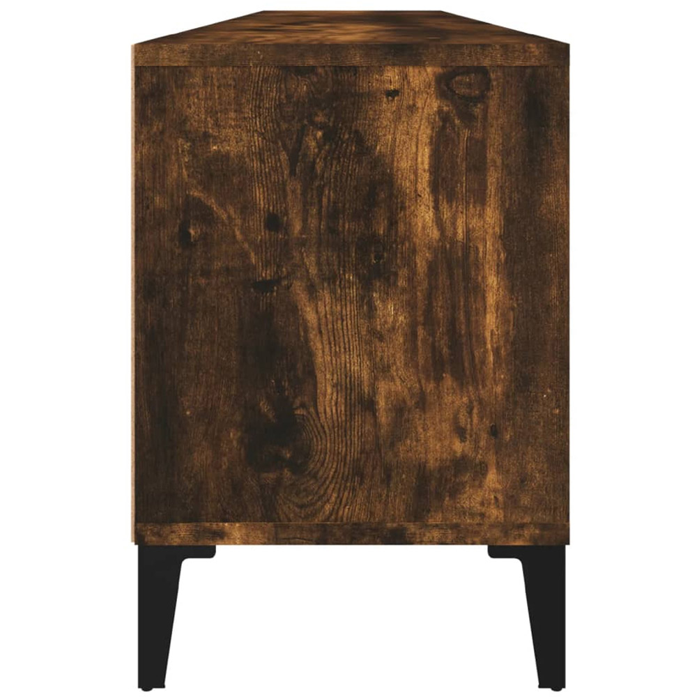 vidaXL 3 Drawer 3 Open Shelf Smoked Oak TV Cabinet with Black Legs Image 8