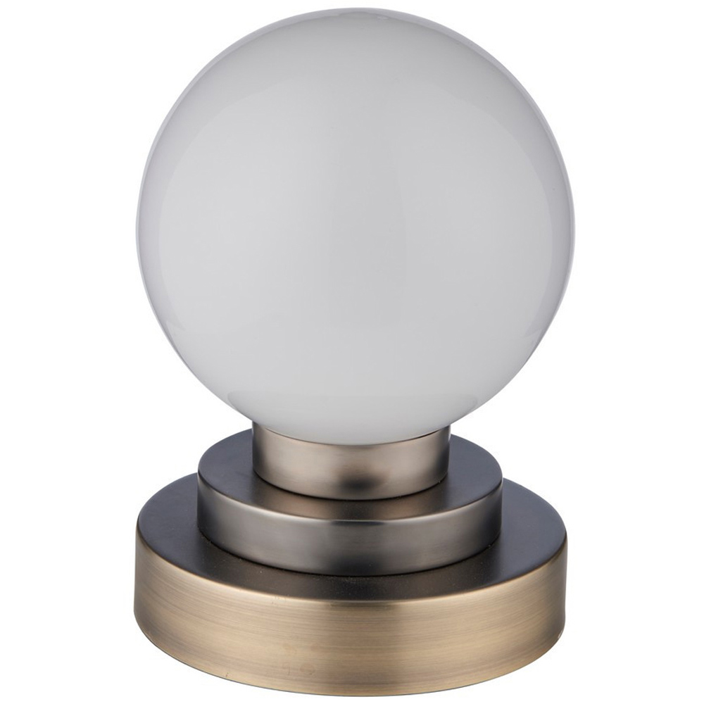 Siena Gloss Opal Glass Matt Antique Brass and Pewter Table Lamp Image 1