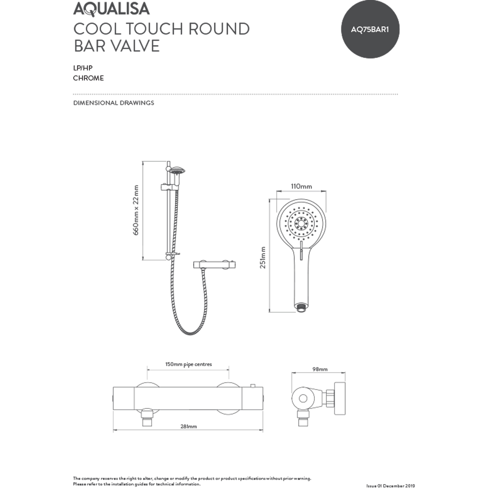 Aqualisa AQ Chrome Cool Touch Round Bar Valve Image 3