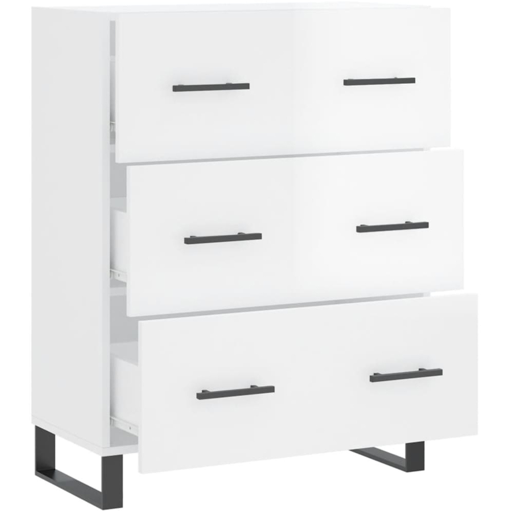 vidaXL 3 Drawer High Gloss White Sideboard Image 6