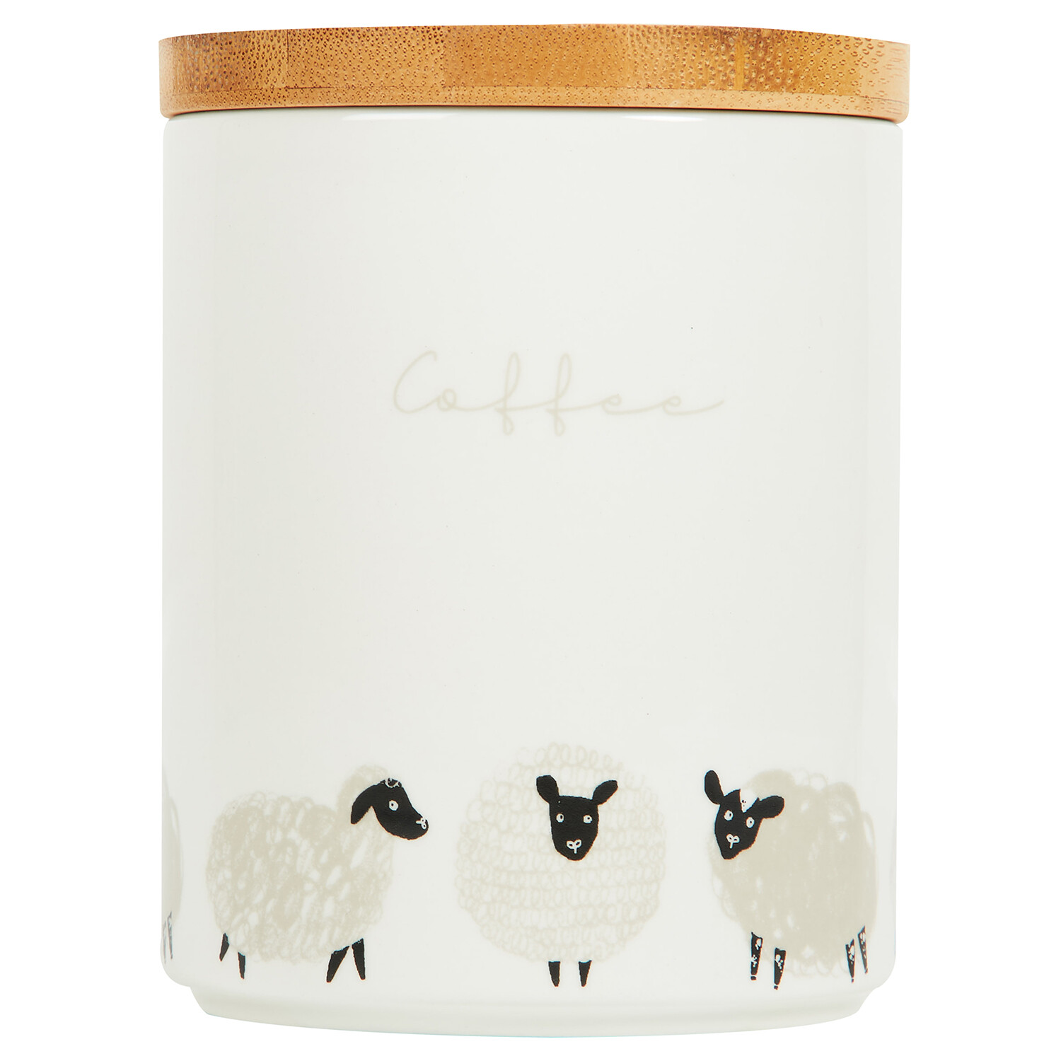 Highland Flock Canister with Bamboo Lid - White / Coffee Image 1