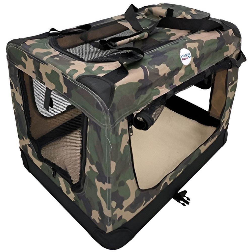 HugglePets Medium Camo Green Fabric Crate 60cm Image 2