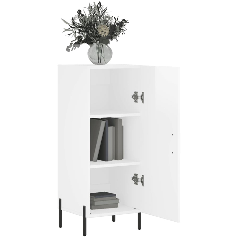 vidaXL Single Door High Gloss White Sideboard Image 4