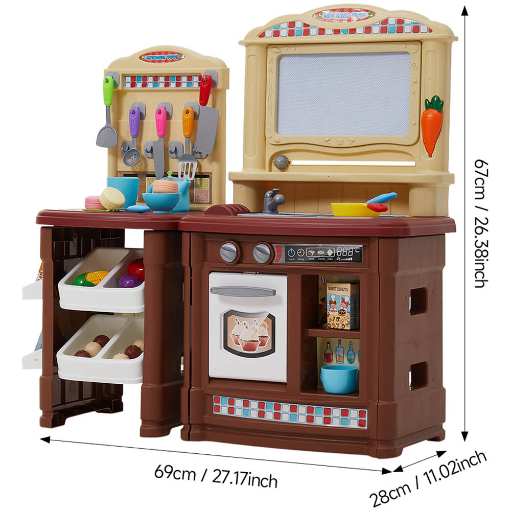H&O Direct Kids Brown Kitchen Playset with Sound Tap Image 6