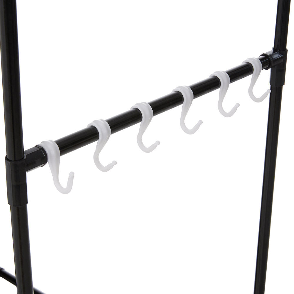 H&O Direct 4 Shelf Black Portable Metal Wardrobe with Hanging Rail and Curtain Image 3