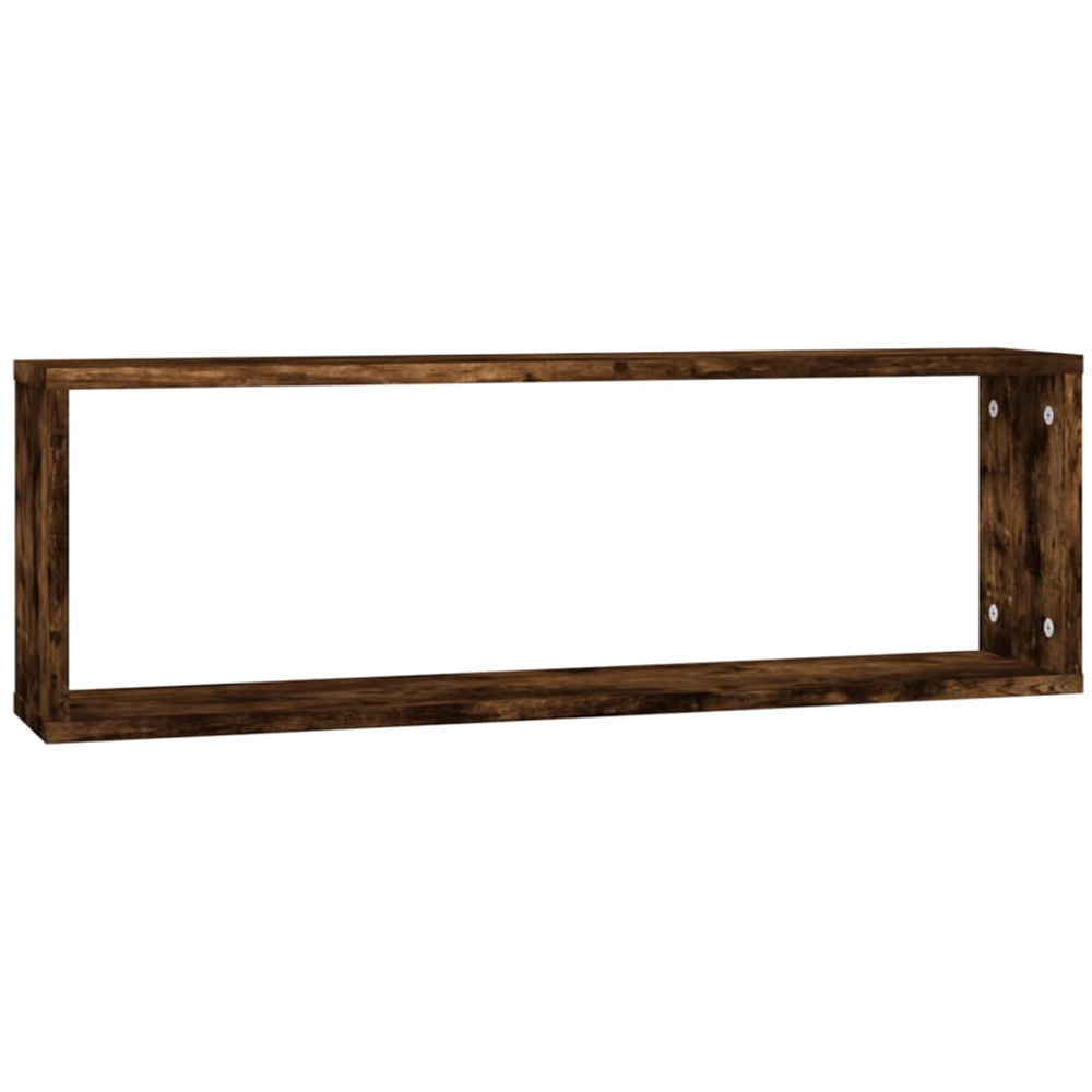 vidaXL 80 x 15 x 26.5cm Smoked Oak Wooden Wall Shelf 2 Pack Image 1