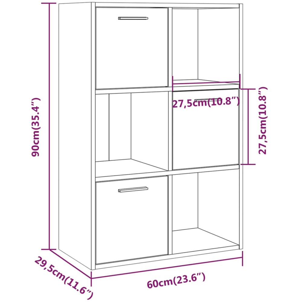 vidaXL 3 Door 3 Shelf Smoked Oak Storage Cabinet Image 9