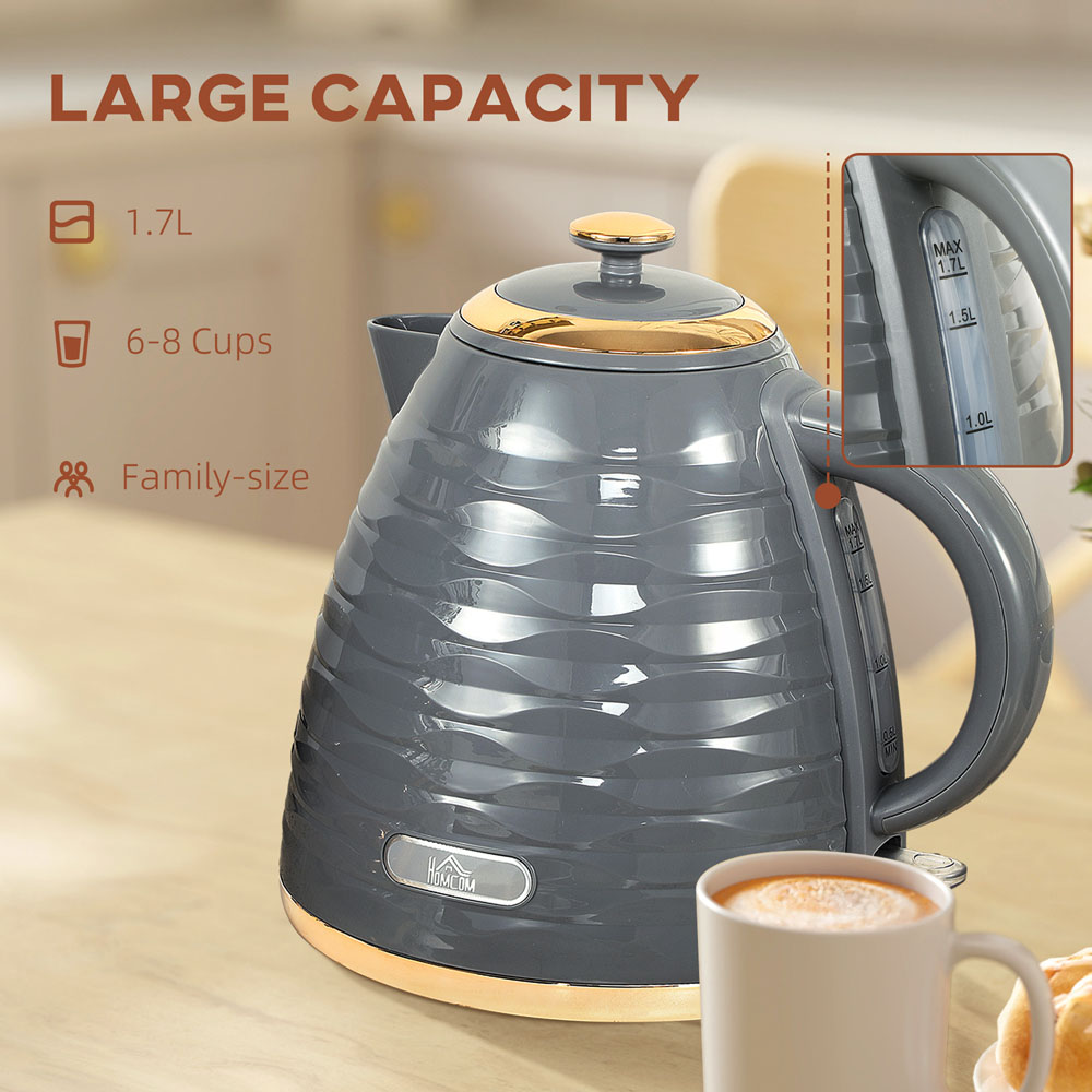 HOMCOM 800-207V70GY Grey Ripple 1.7L Electric Kettle 3kW Image 6