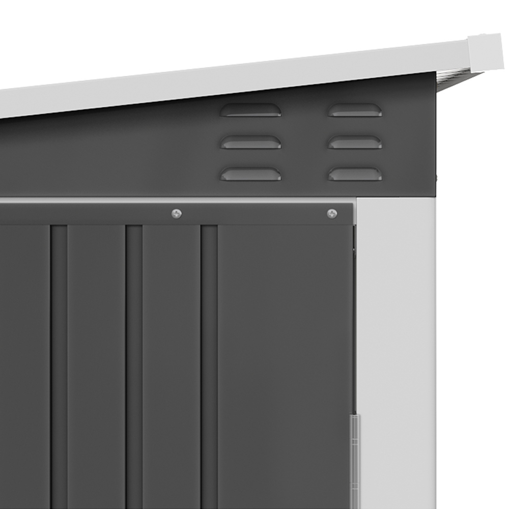 Living and Home 4 x 6ft Grey Outdoor Metal Pent Roof Garden Storage Shed Image 6