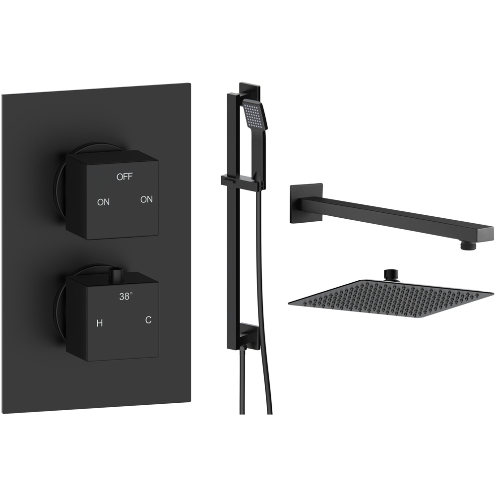 Bathstore Siesta Matt Black Thermostatic Shower Valve Kit Image 1