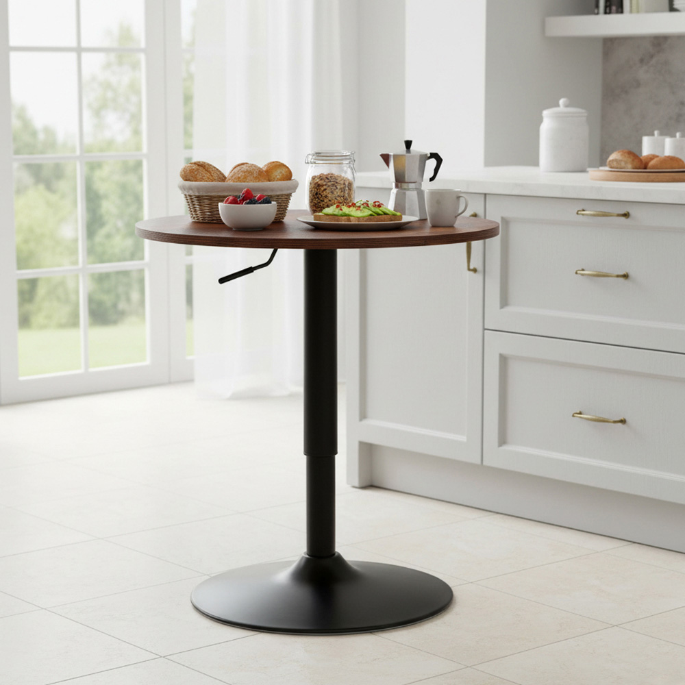 Living and Home 2 Seater Height Adjustable Round Bar Table Deep Brown Image 8