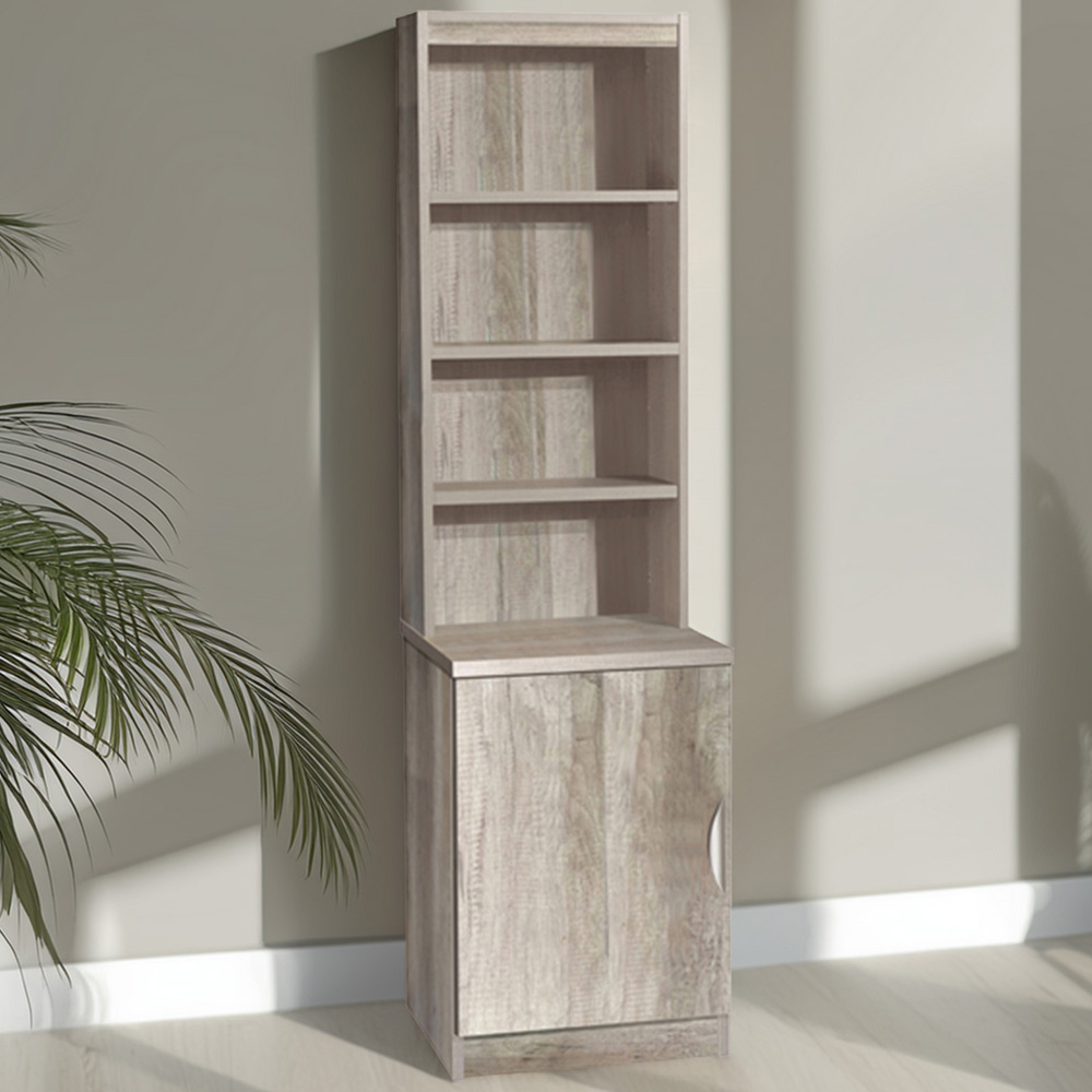R White Cabinets Single Door 4 Shelf Grey Desk Height Cupboard with Hutch Image 1