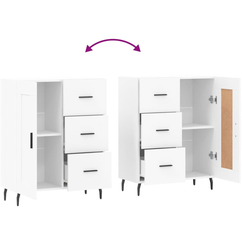 vidaXL Single Door 3 Drawer White Sideboard Image 9