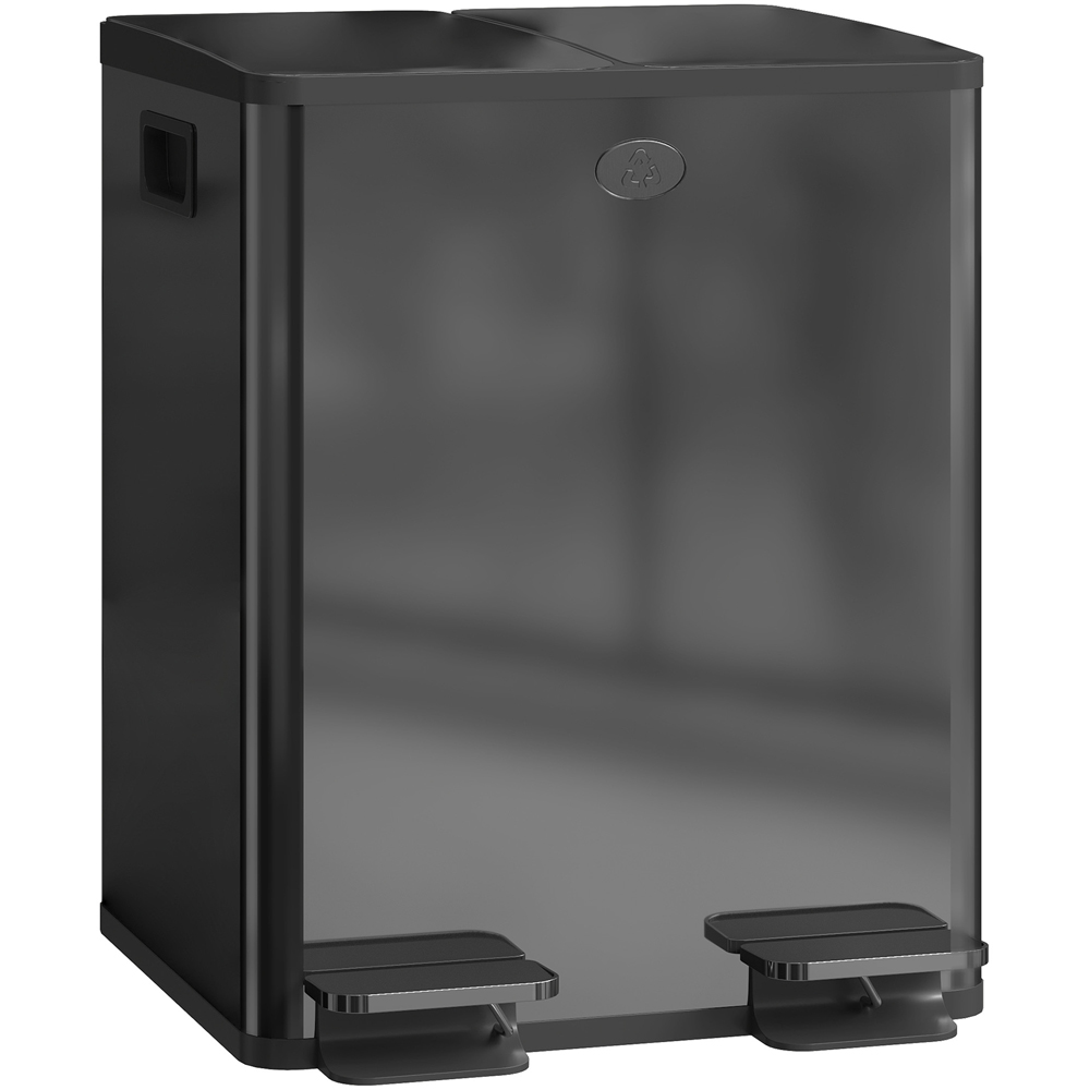HOMCOM Black Dual Bin Pedal Bin 40L Image 1