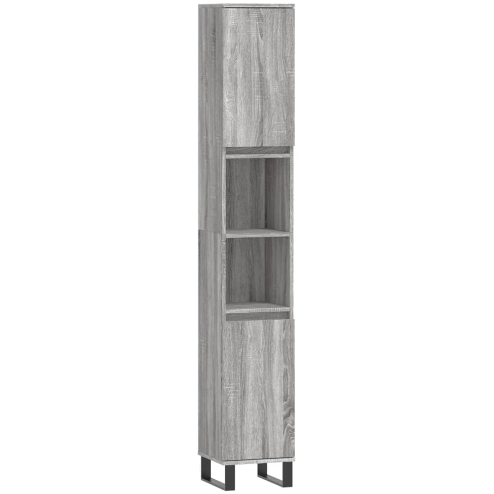 vidaXL 2 Door 2 Open Shelf Grey Sonoma Engineered Wood Bathroom Cabinet Image 2