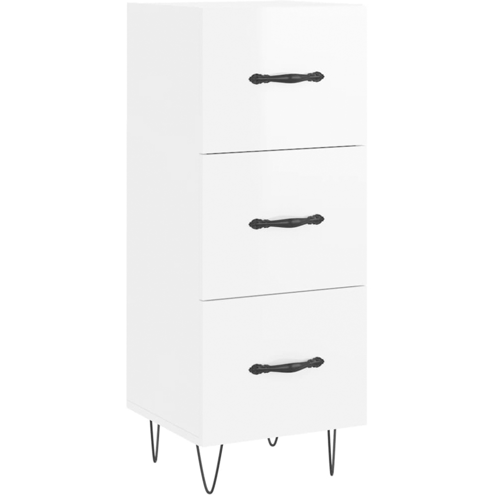vidaXL 3 Drawer High Gloss White Sideboard Image 2