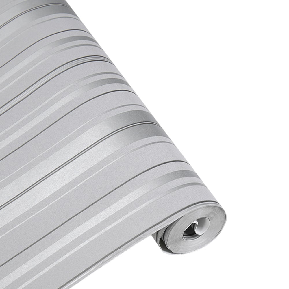 Living and Home Stripe Metallic Silver and Grey Wallpaper Image 5