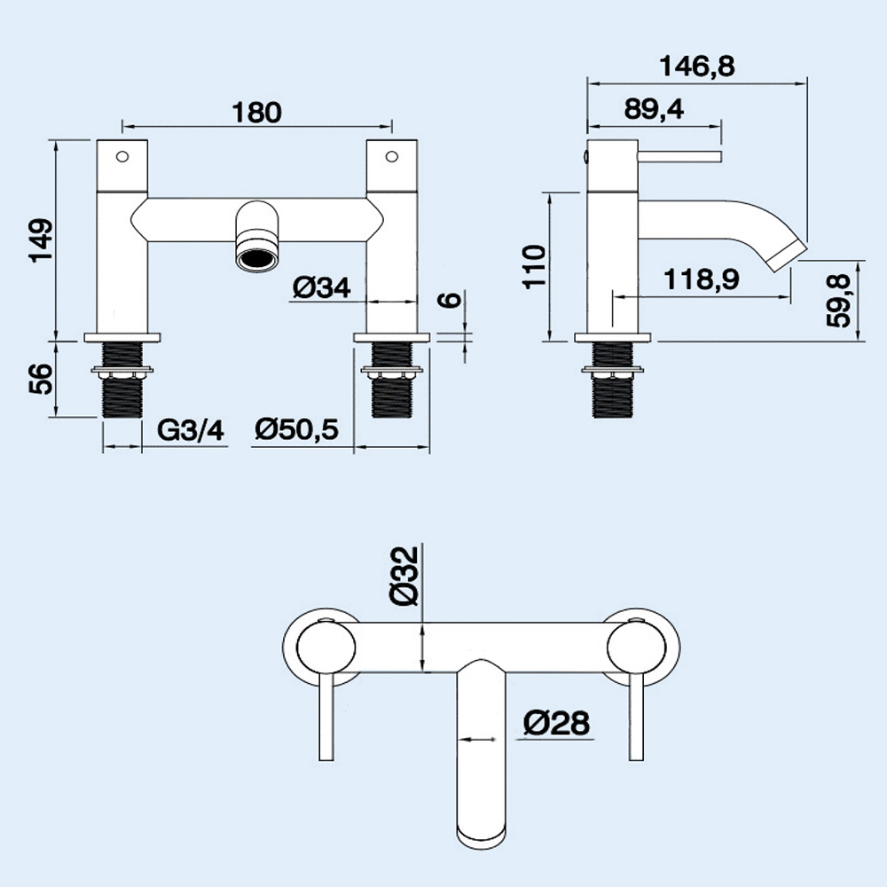 Nes Home Alice Modern Brushed Brass Designer Bath Filler Tap Image 5