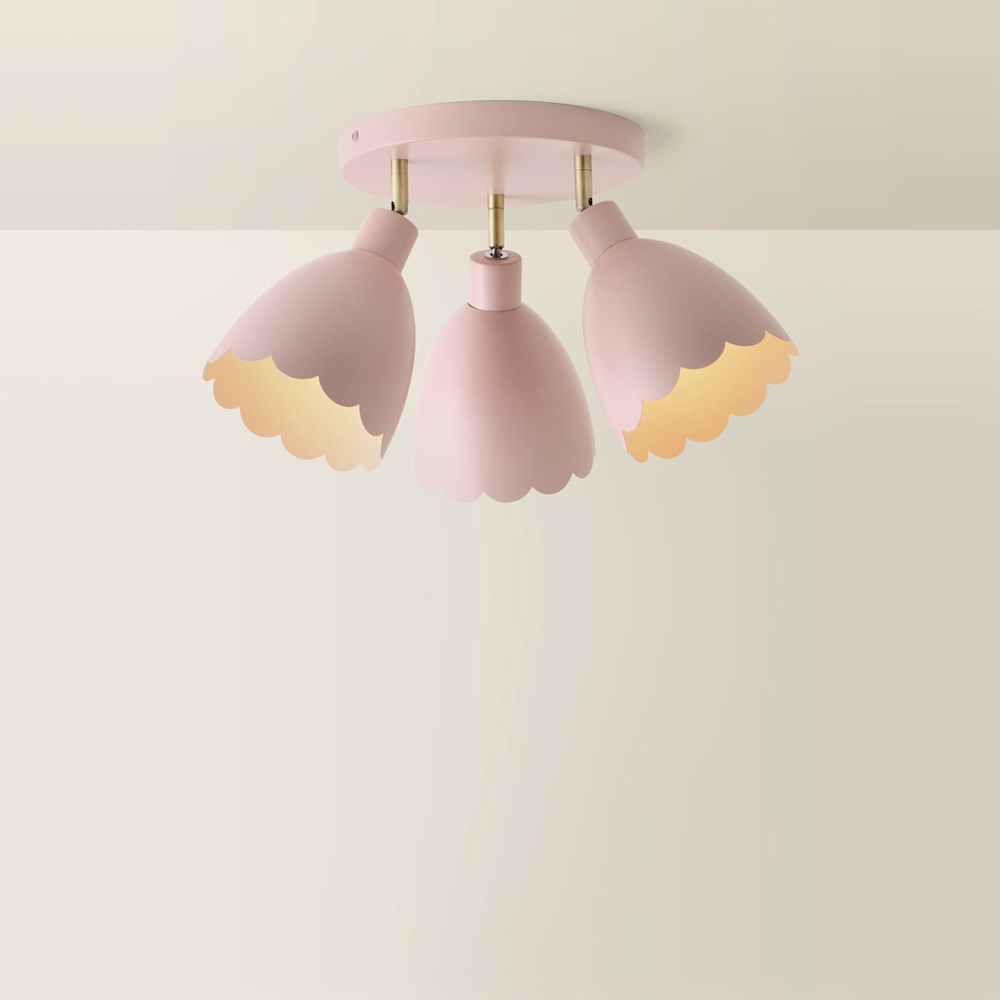 ValueLights Millie 3 Way Rose Pink Scallop Shade Adjustable Round Spot Ceiling Light with Bulb Image 5