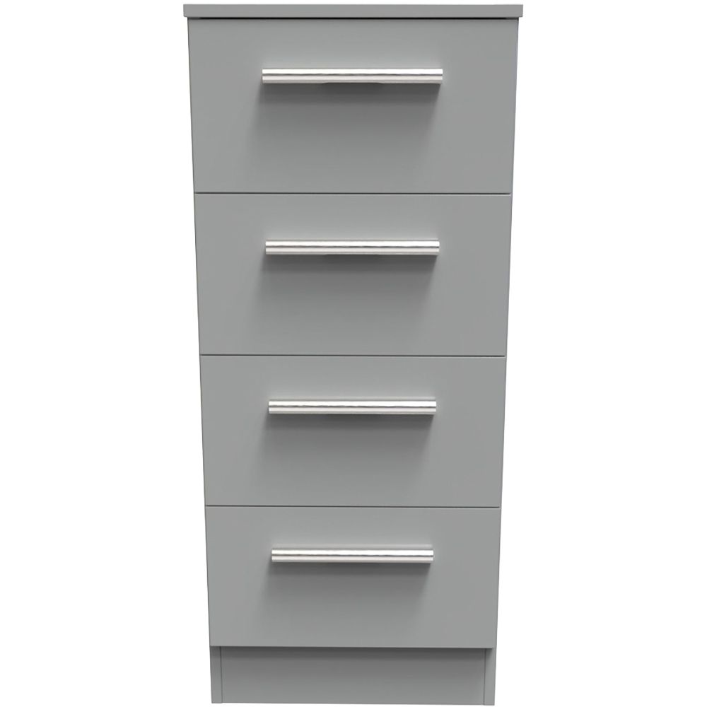 Crowndale Contrast 4 Drawer Dusk Grey Bedside Cabinet Ready Assembled Image 2