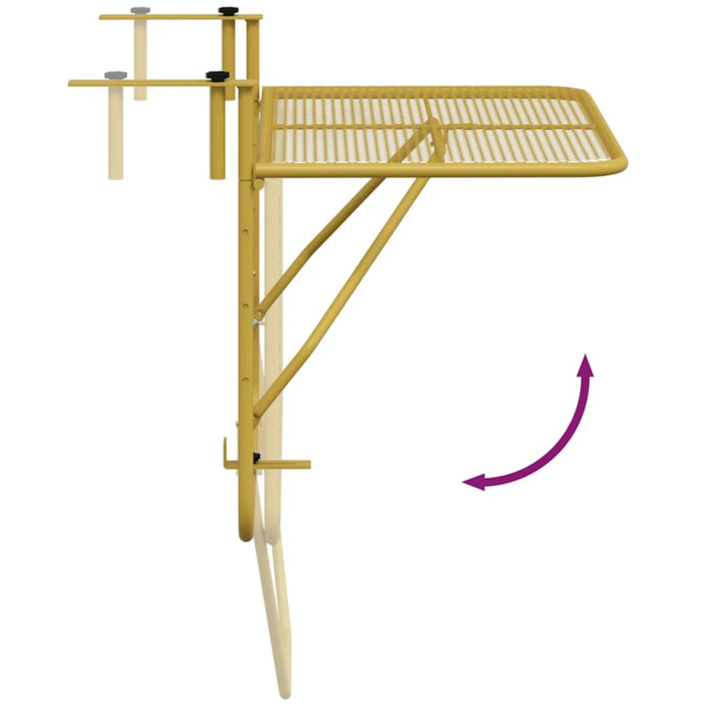 vidaXL Gold Steel Foldable Balcony Table 60 x 40cm Image 6