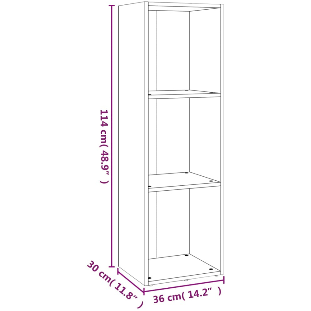 vidaXL 3 Shelf Brown Oak Bookcase Image 8