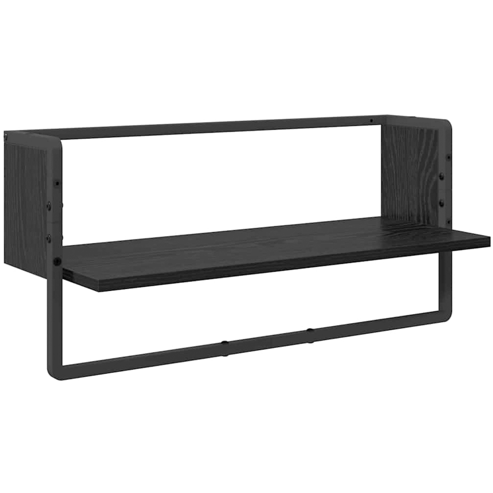 vidaXL 9 Shelf Black Oak Wall Shelf Set of 6 Image 4