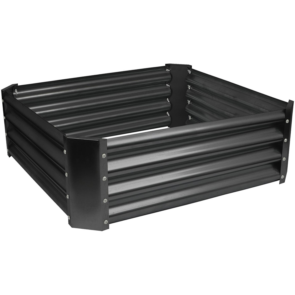 Harbour Housewares Anthracite Square Galvanised Steel Raised Garden Bed 90 x 90cm Image 1